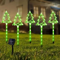 Spring Solar Garden Lights, St Patricks Day Green Tree Lights Outdoor Decorations, 8 modes 5 pack