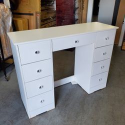 New 9 Drawer White Desk Vanity 