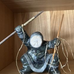 Alaskan Inuit Native Hunter Soapstone Carving