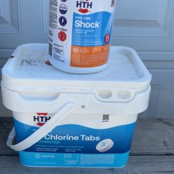 25 pound tub of chlorine tablets and jug of shock brand new seal $180 value