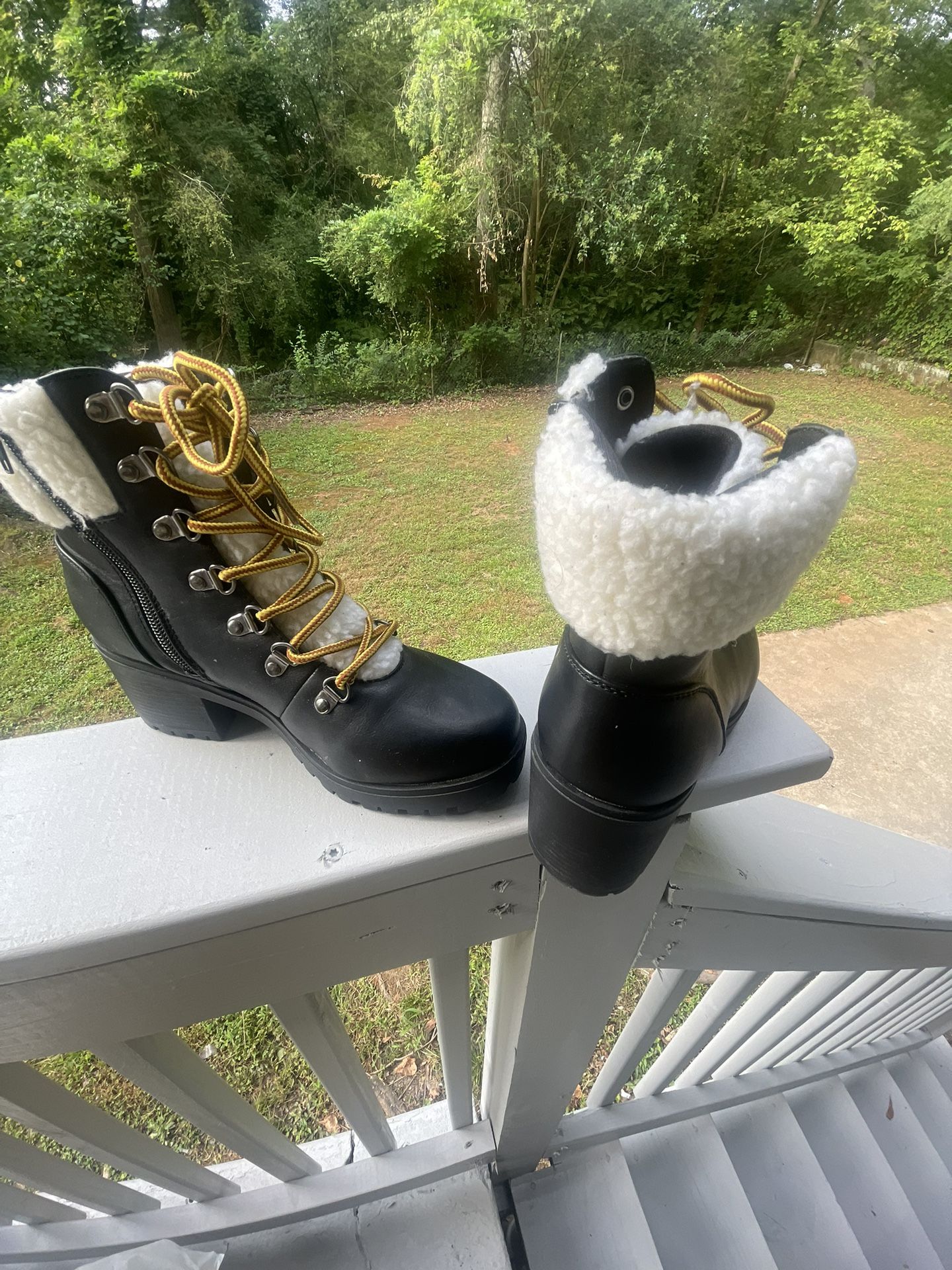 Womens Black Fur Clog Boots