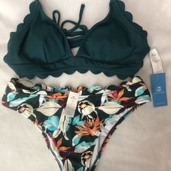 New Mismatched Teal And Floral Bikini 