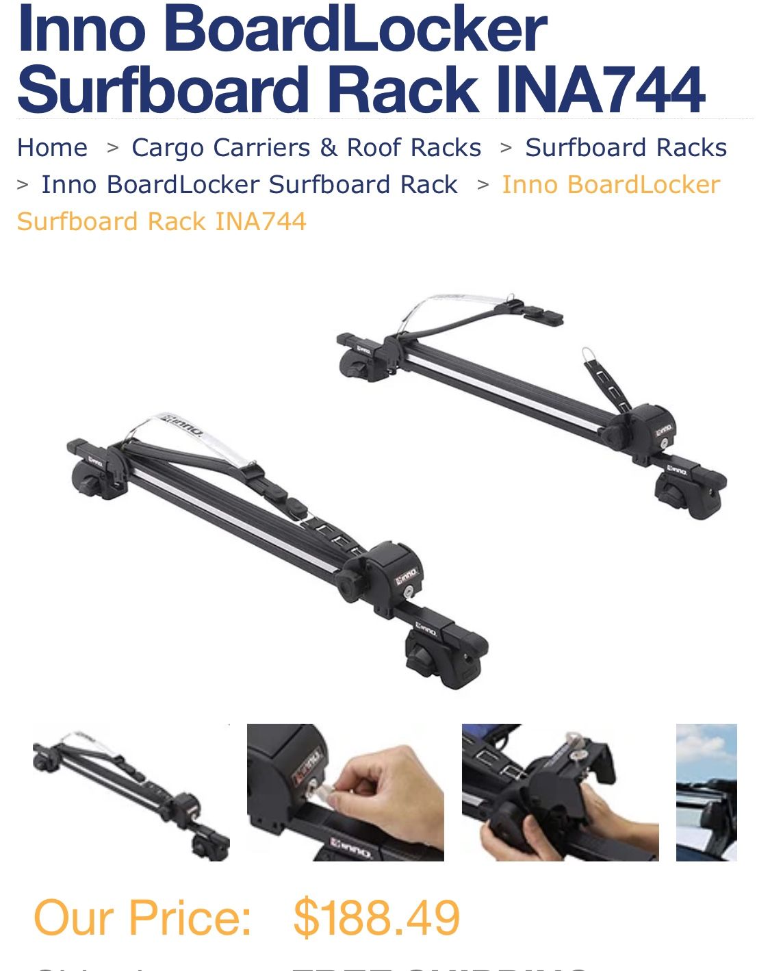 Inno Surfboard Rack with Lock And Key