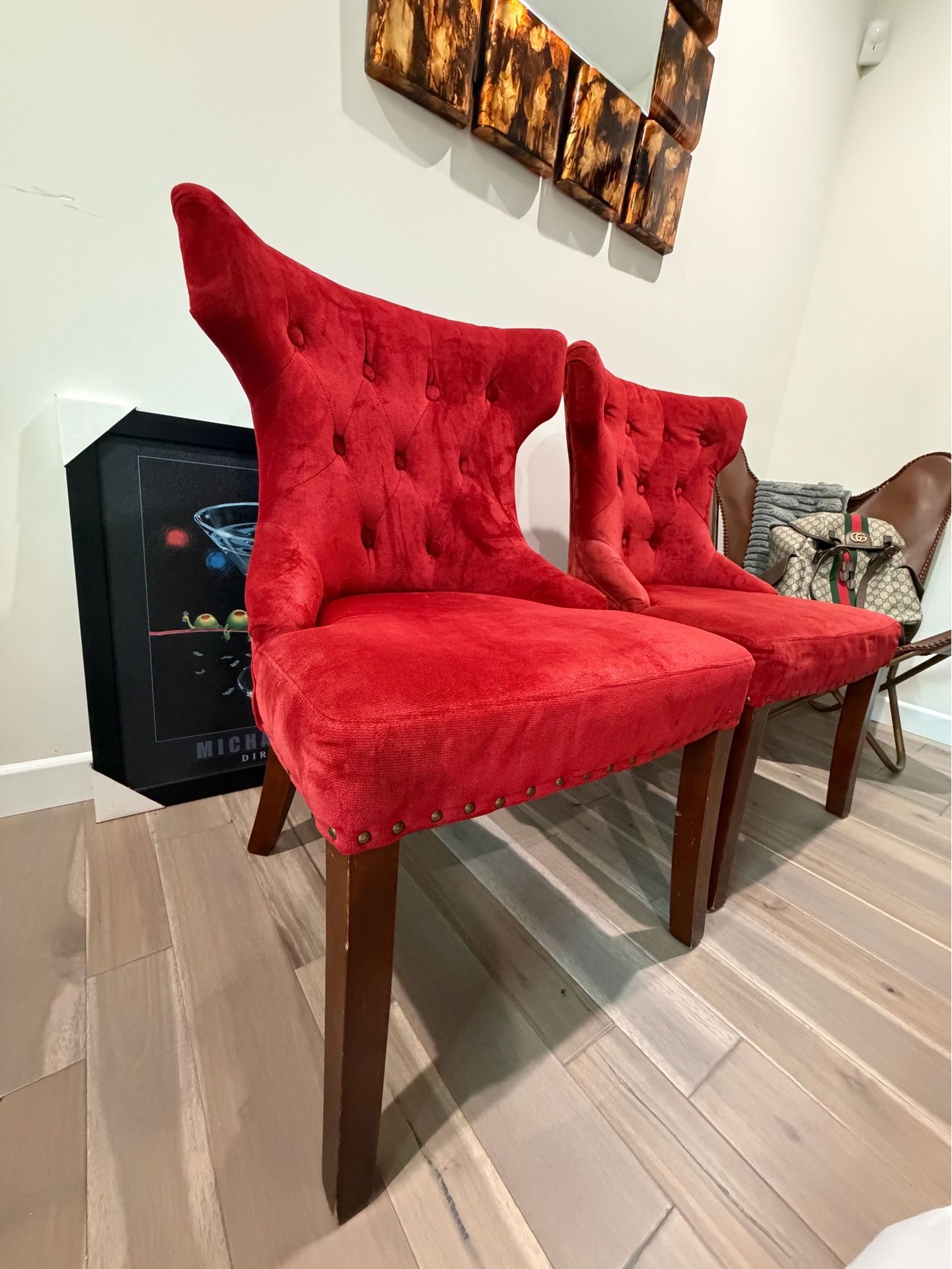 INDOOR DINING CHAIR SEATING SET OF 2 (tufted upholstered dining chairs with button tufting)