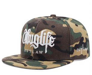 Thug Life Outlaw Camo Flat Brim Snapback Hat 