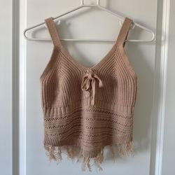Light Brown Tank Crop top Size M