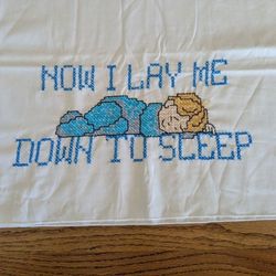 Vintage, Mid Century 50s Hand Embroidered Cotton Pullowcases, Linens , Standard Size