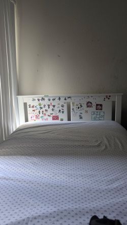 White Wood Bed Frame with Headboard