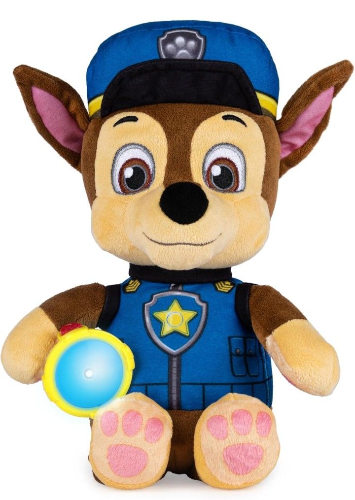 Spin Master Paw Patrol Snuggle Up Chase Plushie With Flashlight and Sounds for Kids Aged 3 & Up