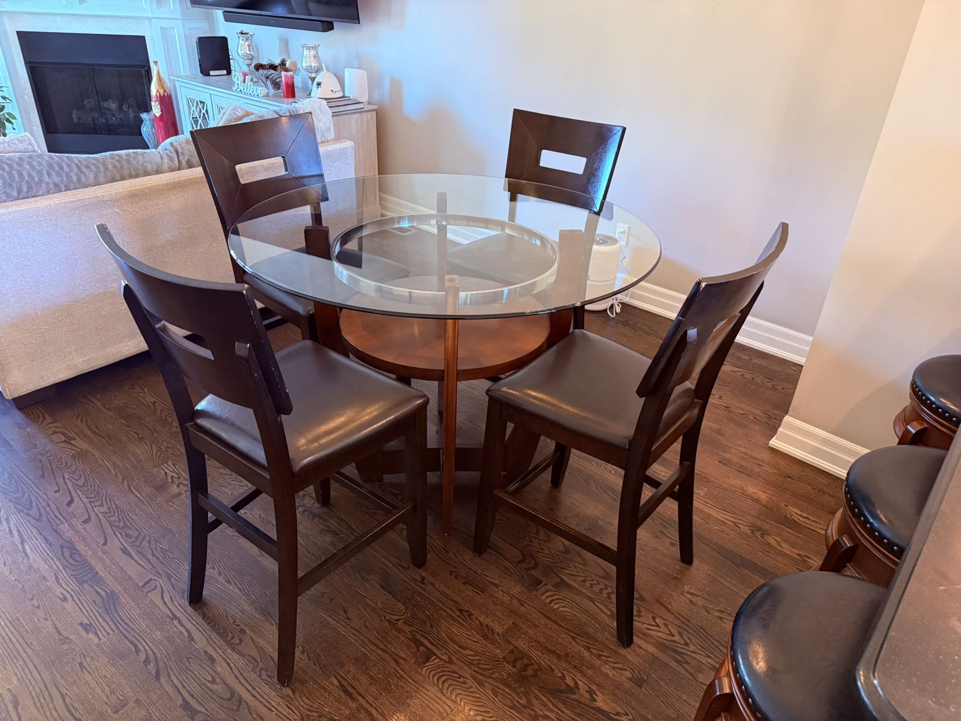 🪑 Counter-Height Glass Dining Set – 5 Pieces (Espresso Finish)