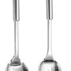 Stainless Steel Serving & Slotted Spoon Set (2 Pack)