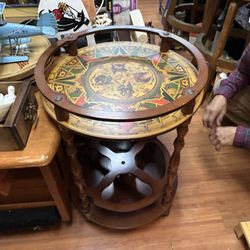 Vintage Wooden Globe Bar Cart, also known as a serving or bar trolley