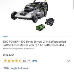 EGO POWER+ 600 Series 56-volt, 21-in Self-propelled Battery Lawn Mower