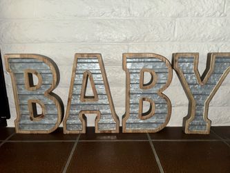 Hobby Lobby Rustic “BABY” Wall Decor – Wood & Galvanized Metal