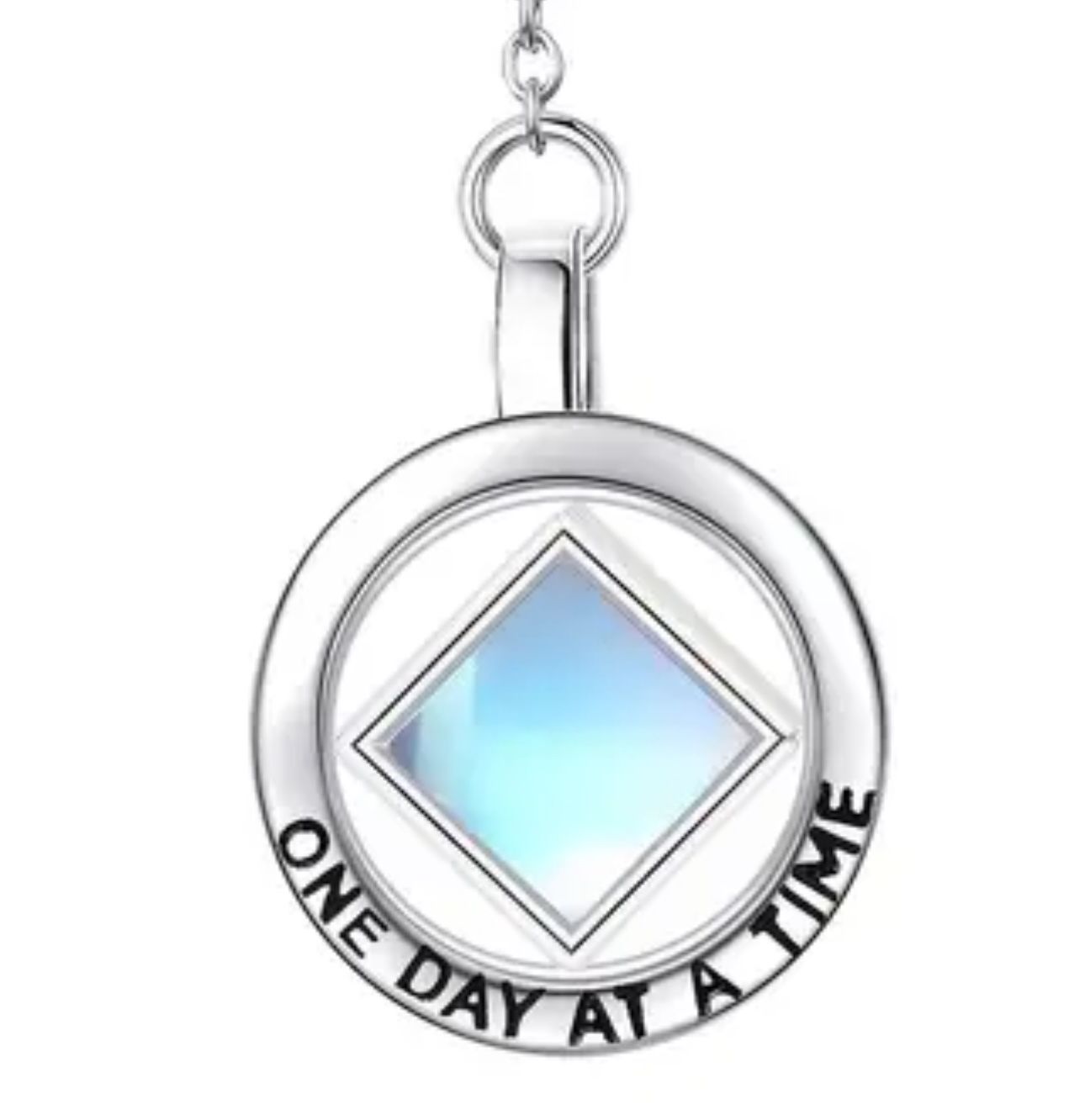 Elegant 925 Sterling Silver Infinity Sobriety Pendant Necklace with Moonstone Aa 12 Step Sober One Day At A Time