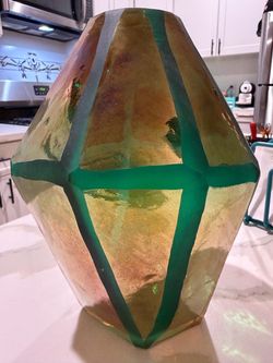 Iridescent Green Faceted Glass Vase
