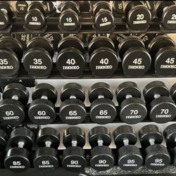 Ivanko Urethane Dumbbell Set 5-100lbs with Rack