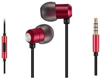 MATEDSOUS Amazinn-1 Red Tiny Wired Earphones with Mic, Ergonomic Soft & Comfortable Noise Canceling Isolating in ear Headphone with Hi-Fi Clear Sound