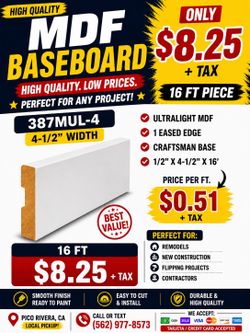 Molding ( Baseboard $.51 FT)