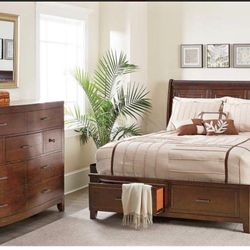 Queen Sleigh Bed With Storage And 9 Drawer Dresser FREE DELIVERY
