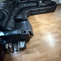Reclining leather couch