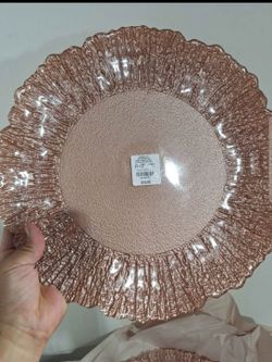 Pink rose gold glass charge plate 2 pieces