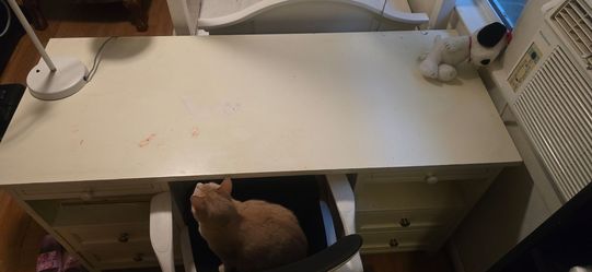 White Wood Desk with Drawers