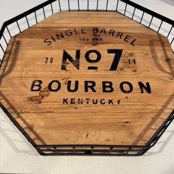  RGI Home Single Barrel Kentucky Bourbon Metal Wood Whiskey Serving Tray