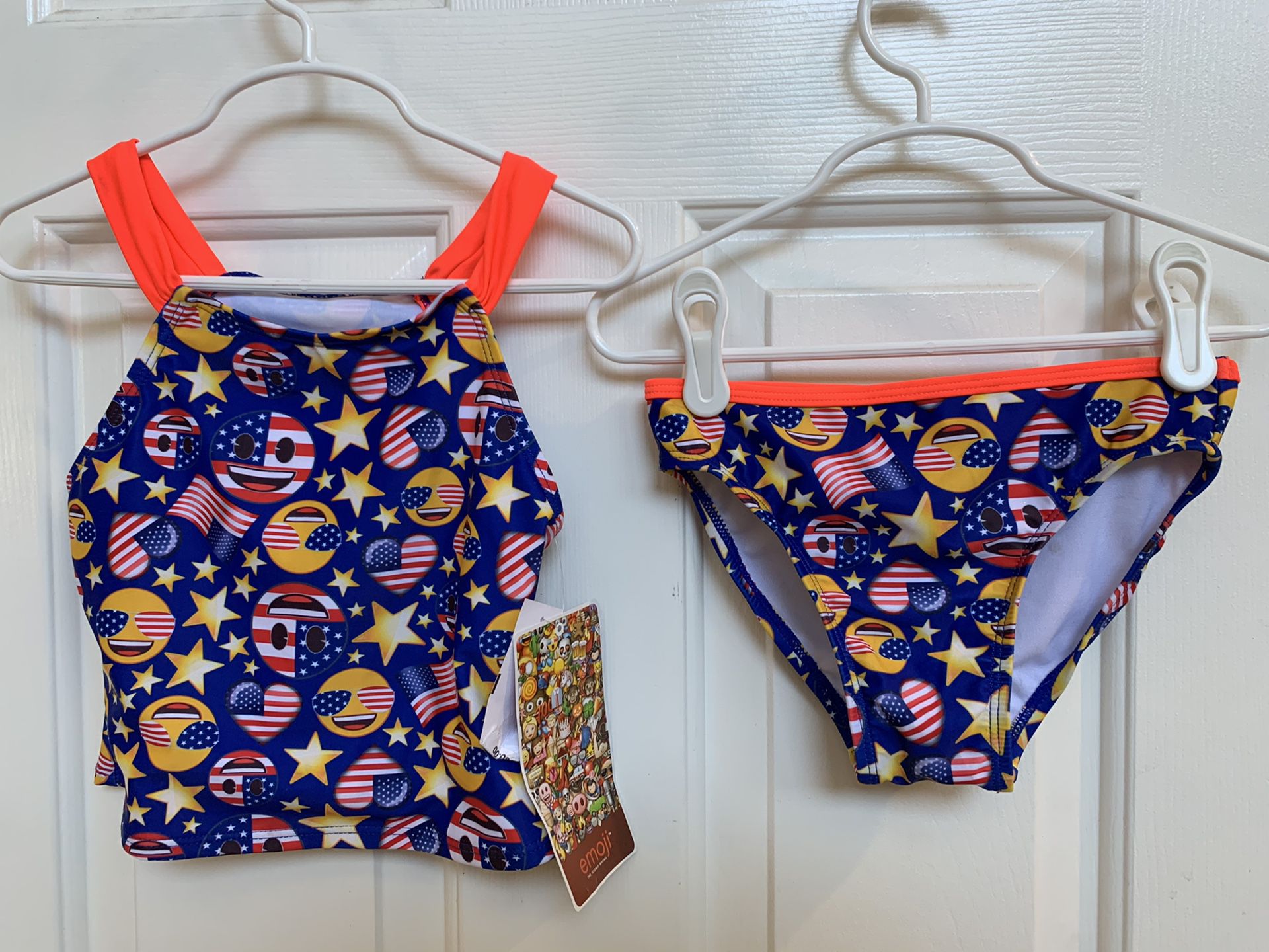 New emoji girls swimsuit, size 6, tankini, USA, America, 4th of July