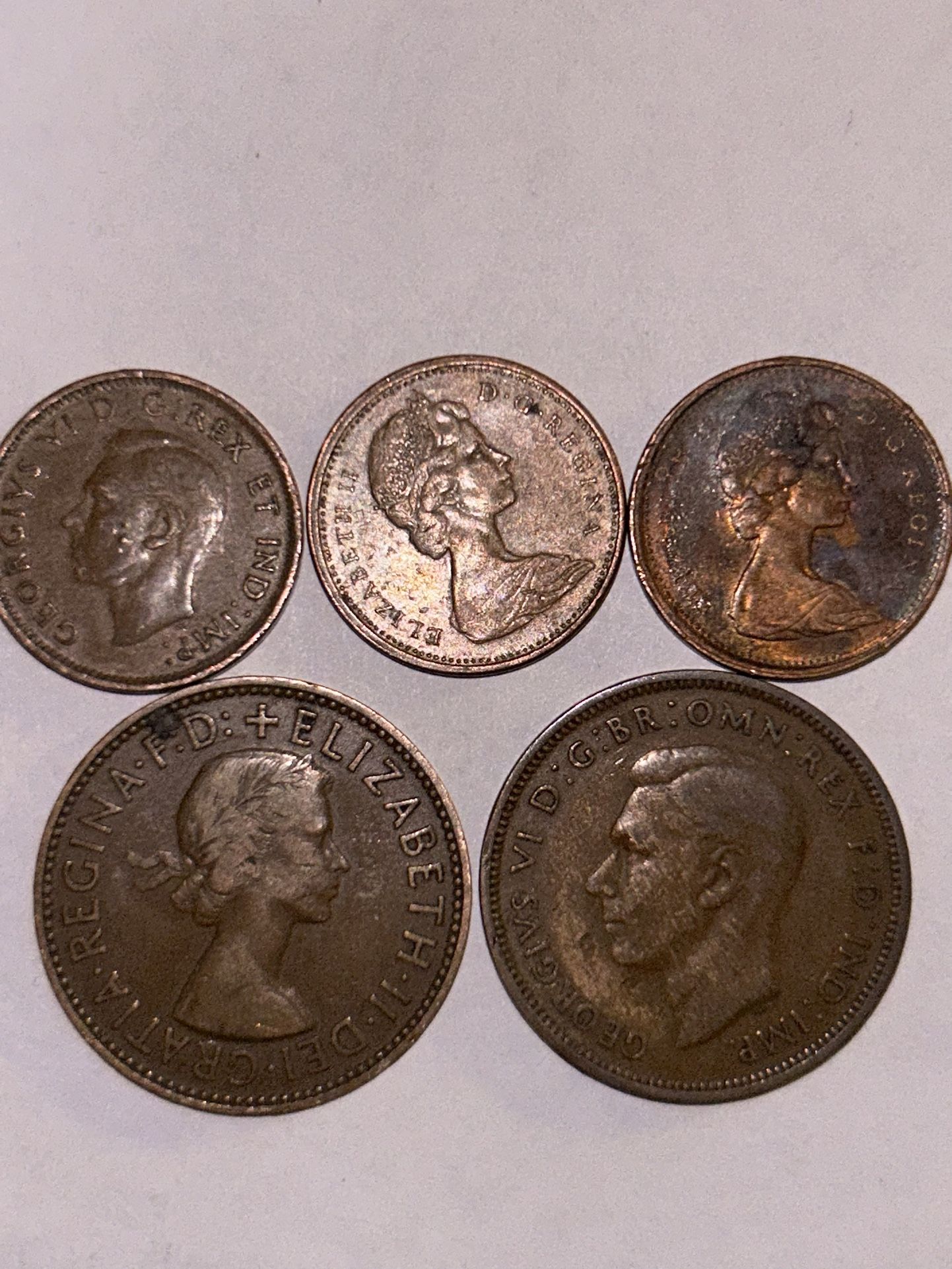 1943/1973/1975/one sent Canada 1954/1937 1/2 penny