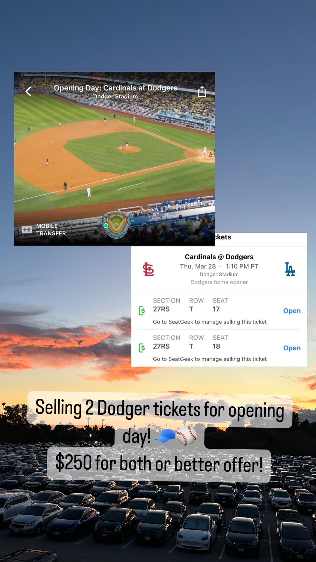 DODGER TICKETS OPENING DAY for Sale in Paramount, CA OfferUp