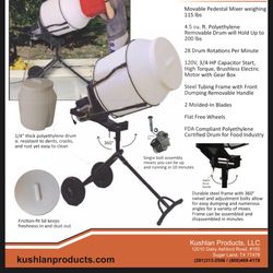 KUSHLAN 450DD Portable Direct Drive Mixer 4.5 Cu.ft. 3/4 HP 120v