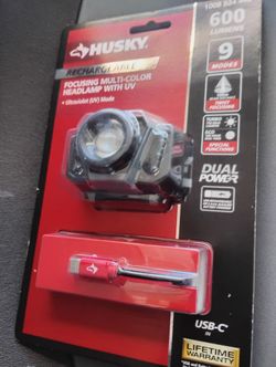 Husky Rechargeable Headlamp With 600 Lumens