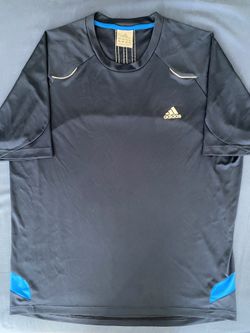 Y2K Adidas Navy/Blue White 3 Stripe Activewear Training Shirt