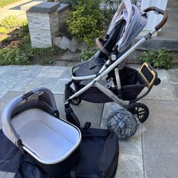 UPPABABY VISTA Stroller With Piggyback And Baby Bassinet 