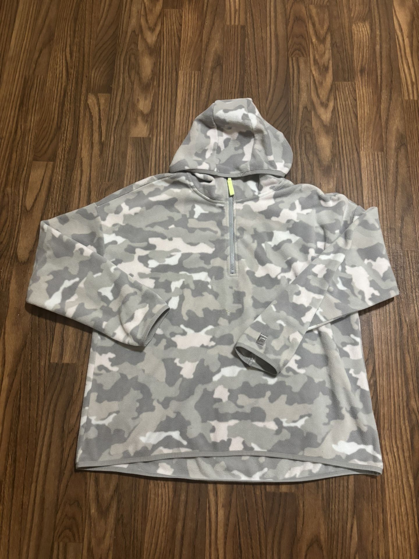 FILA Sport * Woman’s Pullover 1/4 Zip Hoodie * Grey & Pink Camo * XL