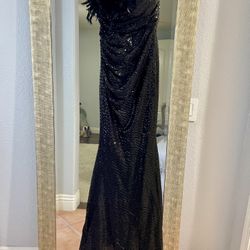NEW Strapless Black Sequin Evening Dress 