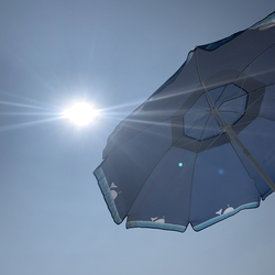 Beach chairs and beach umbrella