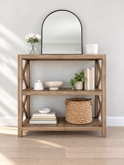 Natural Wood Open Shelving Sideboard / Console Table