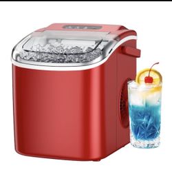 Portable Red Countertop Ice Maker – IM001‑B, Makes 26 lbs/Day, New in Box