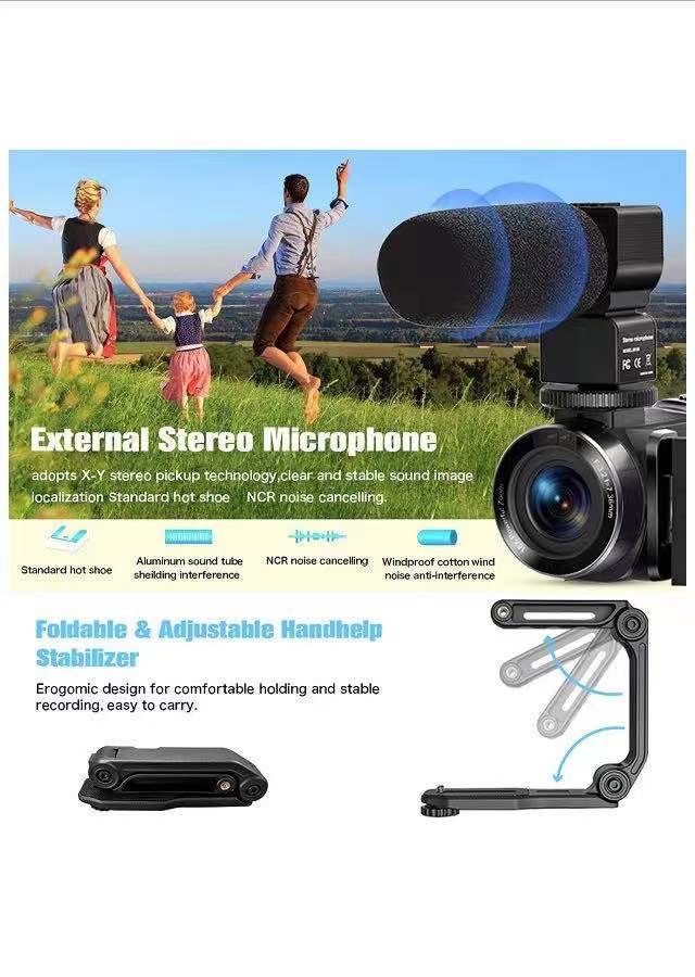 Video Camera with Microphone Camcorder HD 36MP/30FPS