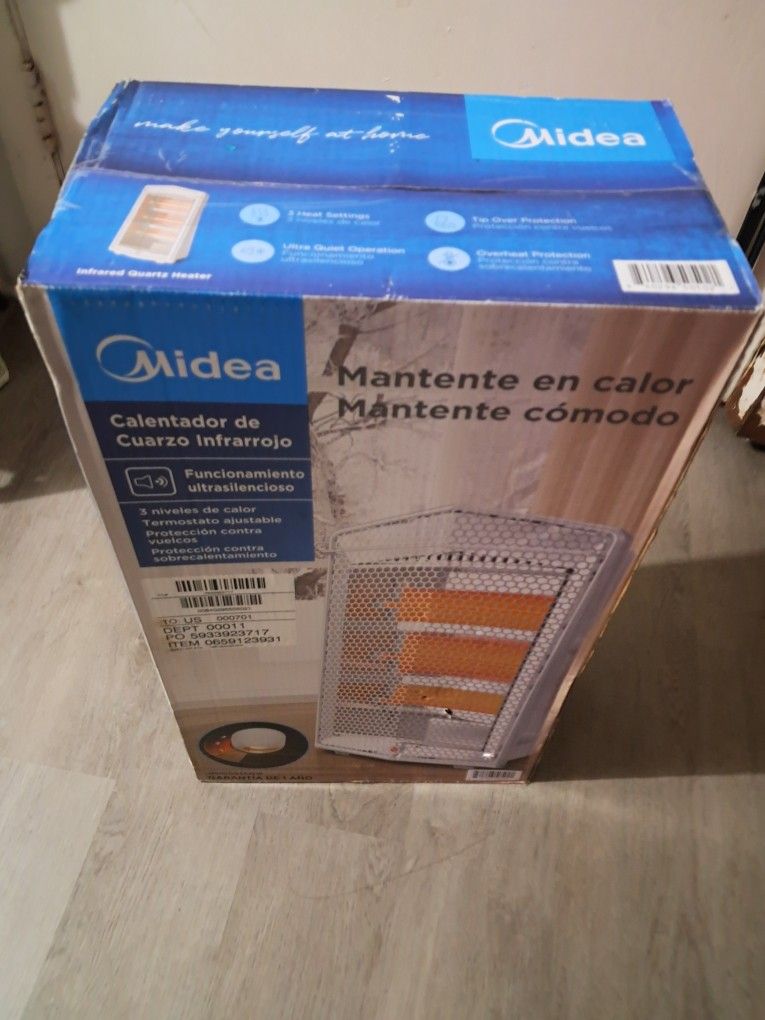 Midea Calentador Espacial Eléctrico de Cuarzo 1500W, MSH20Q3AWWV, Nuevo, Blanco$35