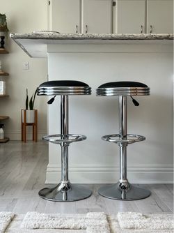 2 Chrome Bar Stools Retro