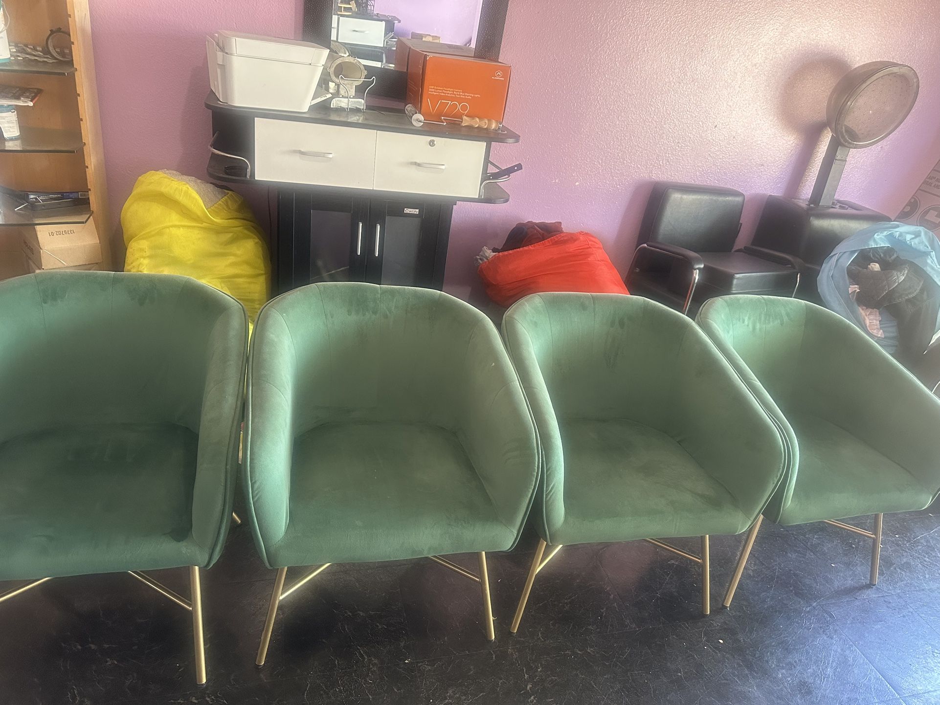 green chairs 