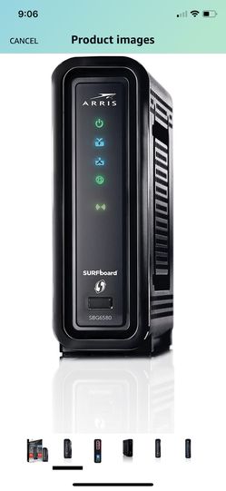ARRIS SURFboard SBG6580 DOCSIS 3.0 Cable Modem/ Wi-Fi N300 2.4Ghz + N300 5GHz Dual Band Router - Retail Packaging Black