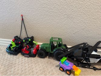 Bumping cars helicopter semi storage car, police car bank car
