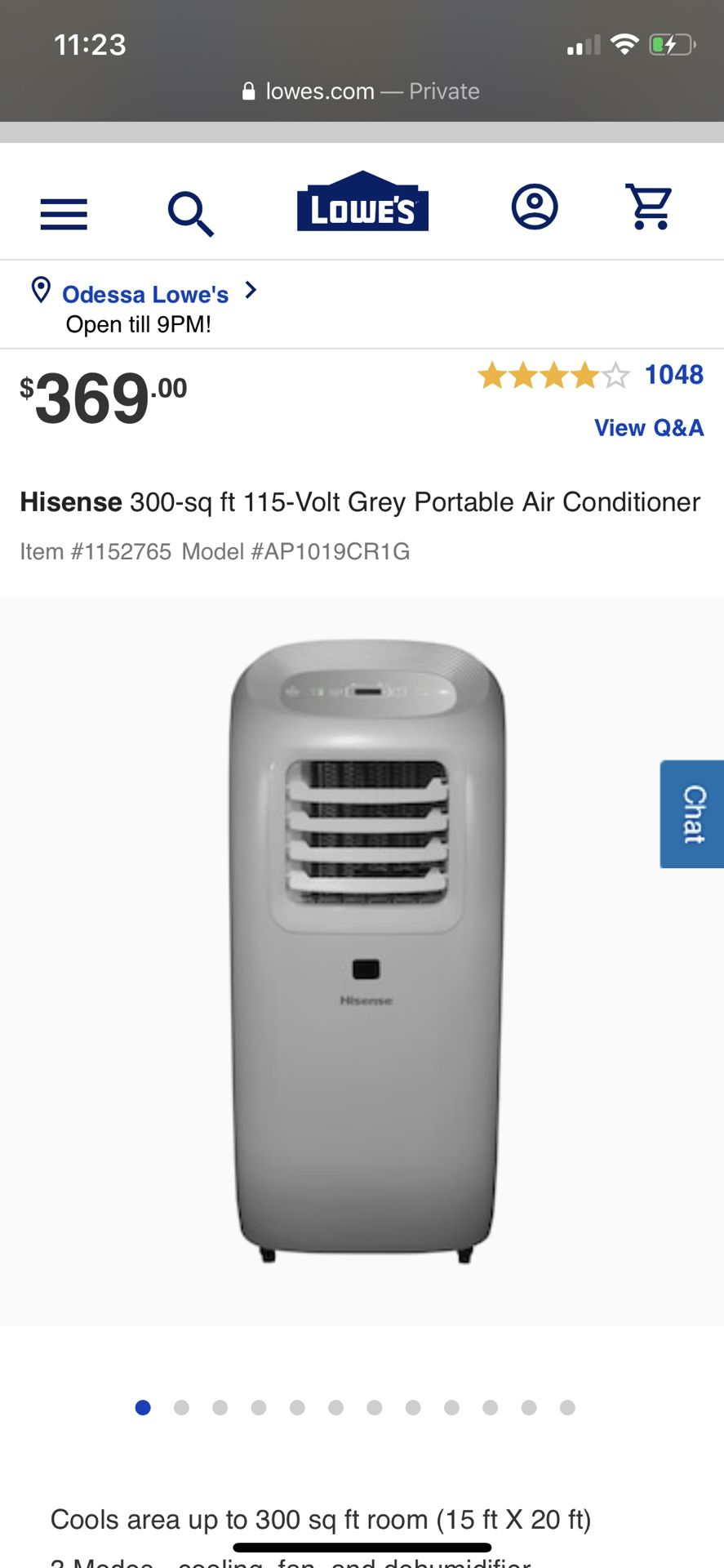 Hisense 300-Sq Ft 115-Volt Grey Portable Air Conditioner 6500BTU