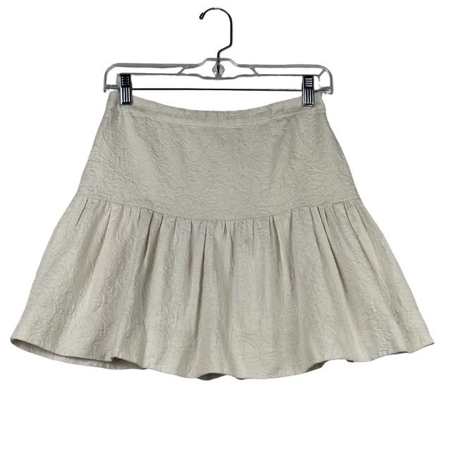 J Crew Light Summer Ivory Matelasse Drop Waist Mini Skirt Size 0