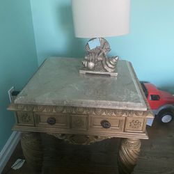 Ashley 2 Marble end Tables With Marble Coffee Table
