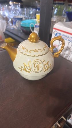 White and Gold Porcelain Teapot
